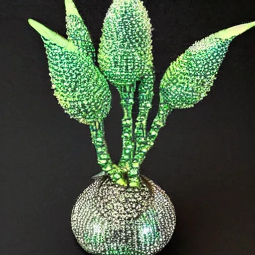 Prompt: diamond encrusted alien plant