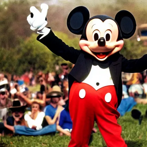 Image similar to mickey mouse performing at woodstock