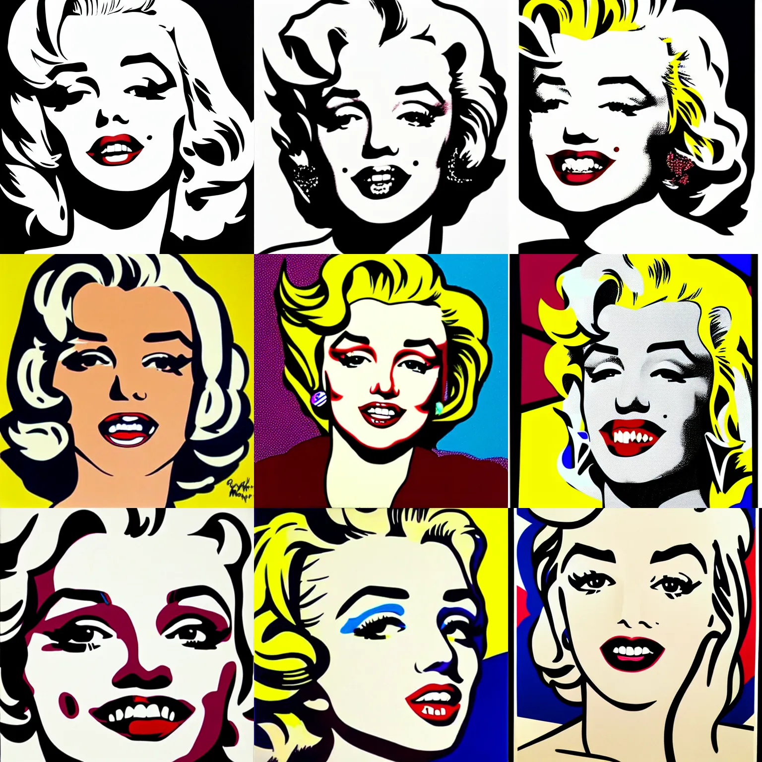 Prompt: Marylin Monroe by Roy Lichtenstein