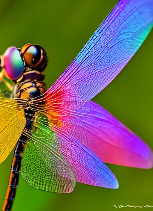 Image similar to dragonfly rainbow wing, natural light, photography, 300mm,high detail