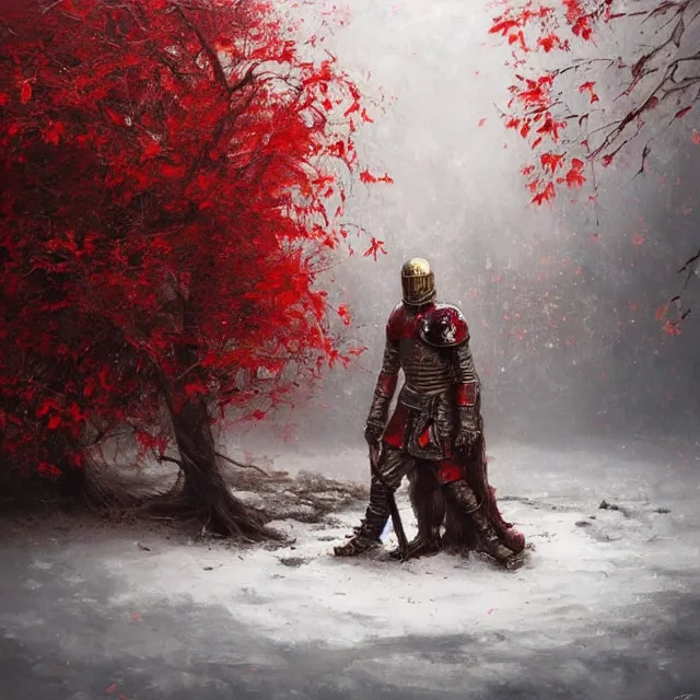 Hyper realistic oil painting of a knight in heavily | Stable Diffusion