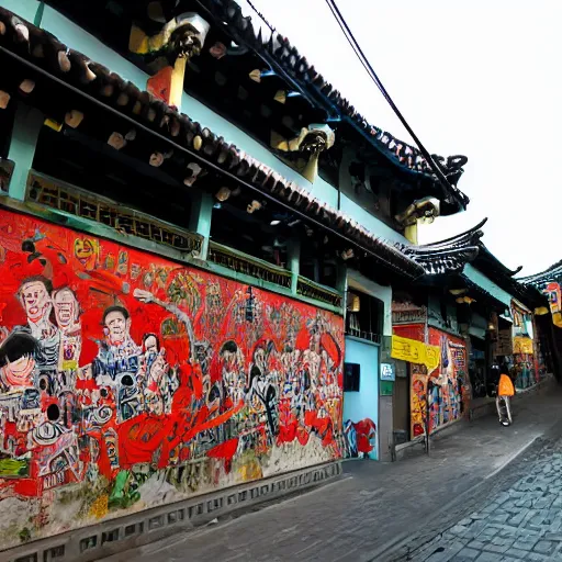 Prompt: jiufen street art museum in jiufen taiwan