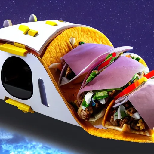 Image similar to a spaceship that is a taco