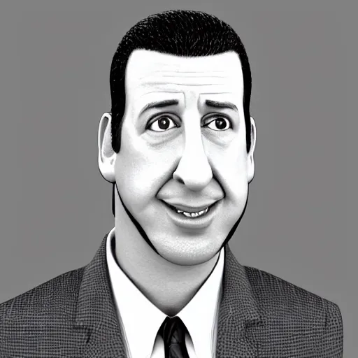 Image similar to a lifelike accurate 3 d render caricature drawing of adam sandler