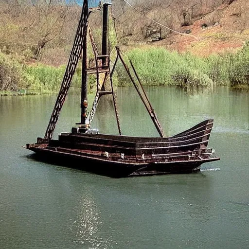 Image similar to An iron ship in a river::iron-plated::looks like a sunfish boat::photo