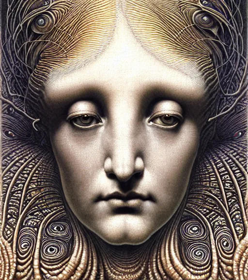 Prompt: detailed realistic beautiful limpet goddess face portrait by jean delville, gustave dore, iris van herpen and marco mazzoni, art forms of nature by ernst haeckel, art nouveau, symbolist, visionary, gothic, neo - gothic, pre - raphaelite, fractal lace, intricate alien botanicals, ai biodiversity, surreality, hyperdetailed ultrasharp octane render