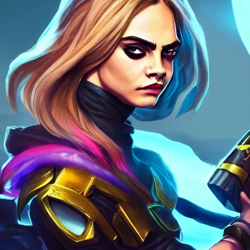 Image similar to Cara Delevingne as a League of Legends champion. Digital Art. Trending on ArtStation