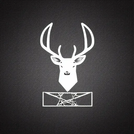 Image similar to logo for evil corporation that involves deer, retro synthwave style, retro sci fi