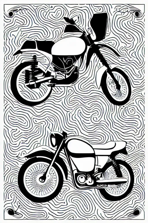 Image similar to minimalist boho style art of a motorbike, illustration, vector art