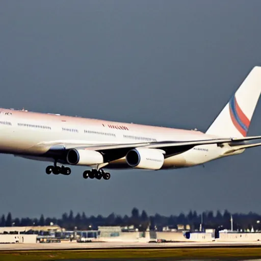 Prompt: a large jetliner taking off from an airport runway, a stock photo by uwe wittwer, shutterstock contest winner, arabesque, associated press photo, stock photo, stockphoto