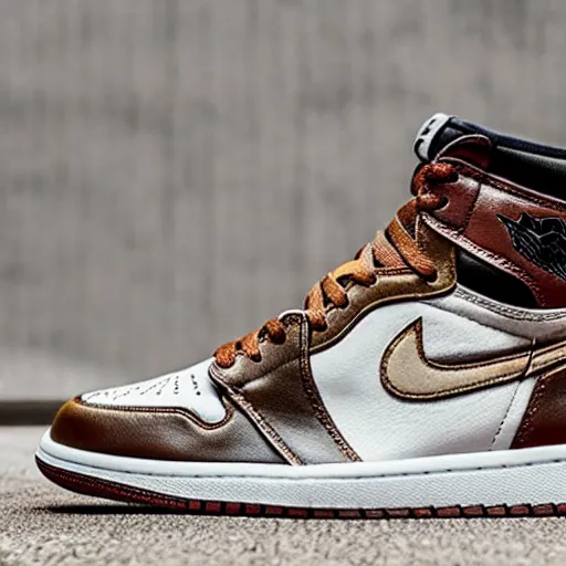 Image similar to a pair of nike air jordan 1 travis scott high og mocha