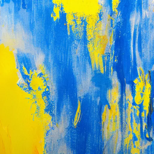 Image similar to a photo of blue paint mixed with yellow paint on canvas