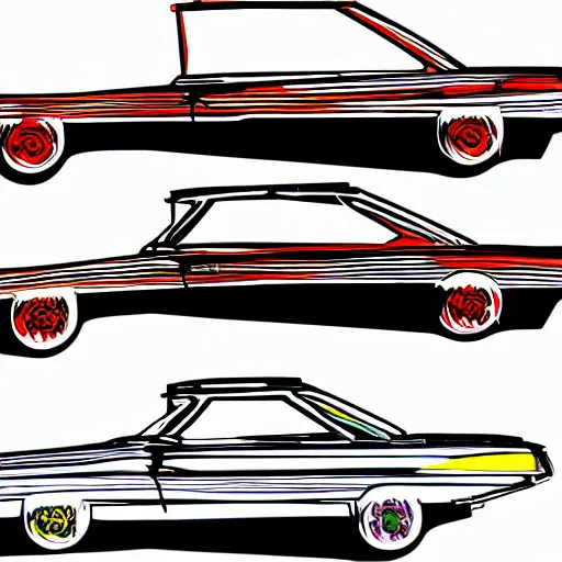 Prompt: a set of cars designed by andy warhol, digital art