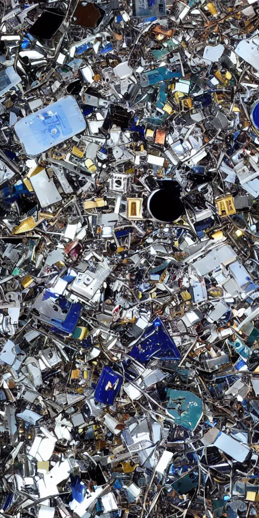 Image similar to robots have been put into recycling and destroying space debris.