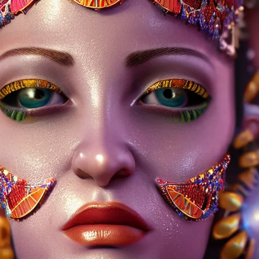 Prompt: ultrarealistic brazilian carnaval queen by istvan sandorfi & thomas eakes & xiang duan, perfect facial symmetry, dim volumetric cinematic lighting, photography, 8 k octane comprehensive render, post - processing, extremely hyper - detailed, intricate, lifelike texture, epic composition, masterpiece, stunning,