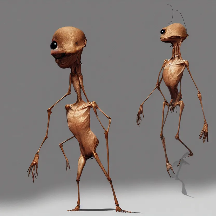 Image similar to A beautiful concept art of standing anthropomorphic biped flea on white background, unreal engine, by james gurney, inspired by Abe's Odyssey