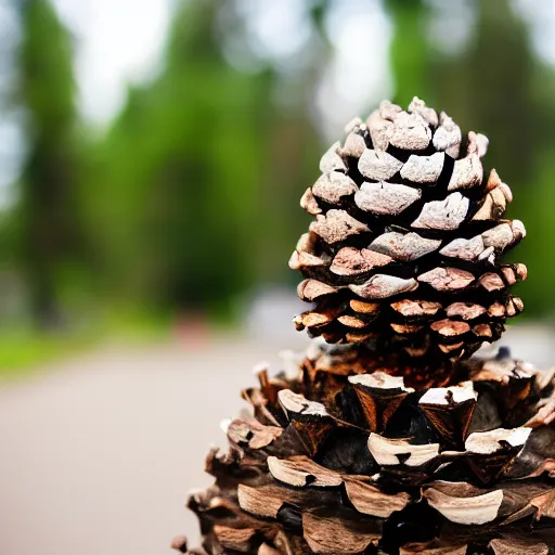 Prompt: pine cone headed man with hard black eyes very happy, rule of thirds, super sharp, 4 k, ultra detailed.