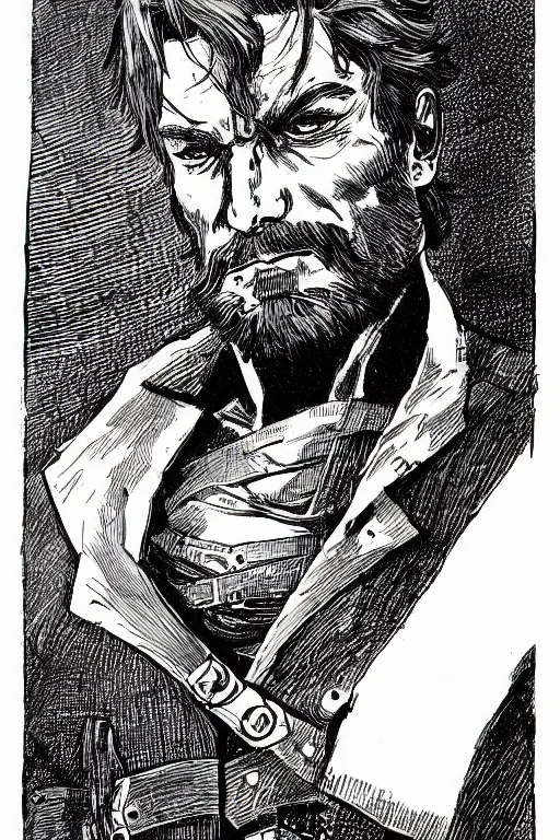 Prompt: 19th century wood-engraving of dastardly Solid Snake , whole page illustration from Jules Verne book titled Metal Gear Solid, art by Édouard Riou Jules Férat and Henri de Montaut, frontal portrait, high quality, beautiful, highly detailed, removed watermarks