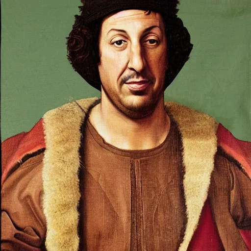 Image similar to a renaissance style portrait painting of Adam Sandler