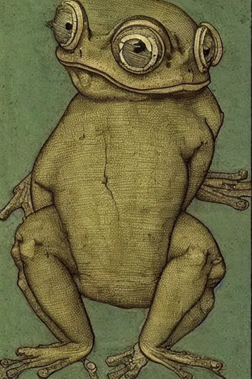 Prompt: half man half frog by leonardo davinci, highly detailed