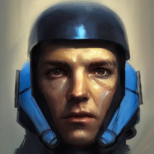 Prompt: star wars concept art by greg rutkowski, soldier wearing a blue and black tactical gear, highly detailed portrait, digital painting, artstation, concept art, smooth, sharp foccus ilustration, artstation hq