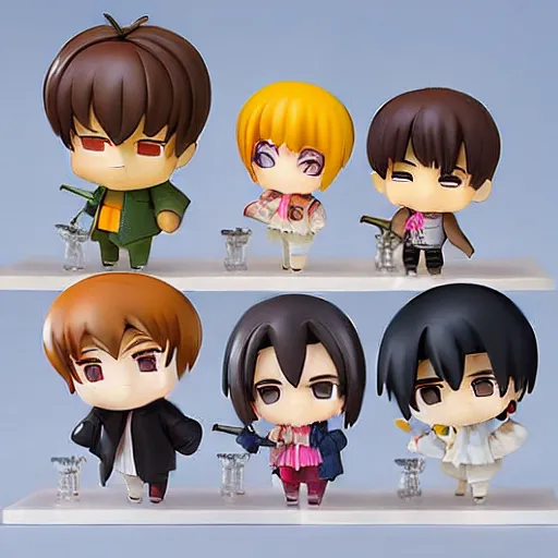 Prompt: cast of friends as Nendoroid figures, anime style, product photo