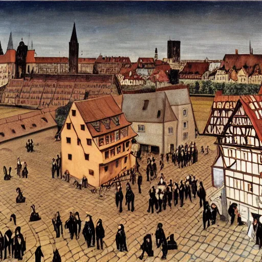 Image similar to A picture of Nuremberg, painted by Paul Delvaux