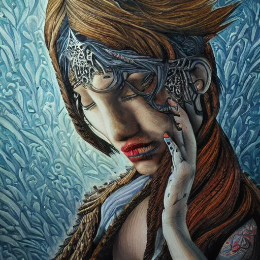 Image similar to the last sorrow, a intricate and detailed painting by necro