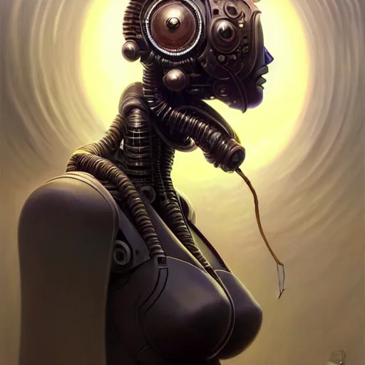 Image similar to low angle shot of a cyberpunk gazmask robot character, intricate, elegant, highly detailed, centered, digital painting, artstation, concept art, smooth, sharp focus, illustration, artgerm, Tomasz Alen Kopera, Peter Mohrbacher, donato giancola, Joseph Christian Leyendecker, WLOP, Boris Vallejo