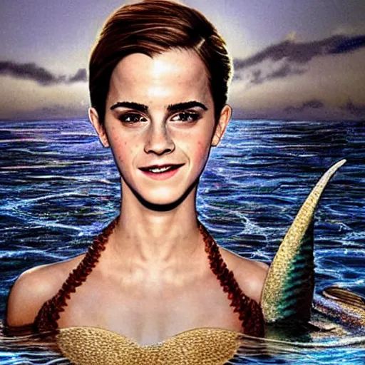 Prompt: emma watson as a mermaid