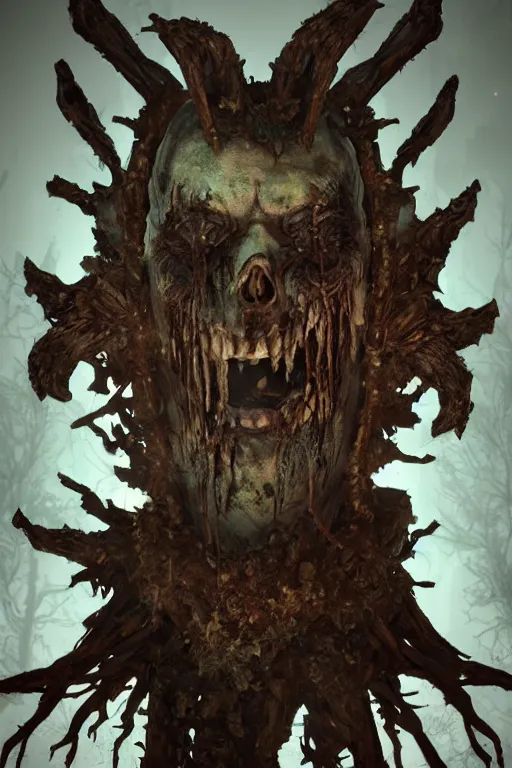 Image similar to god of decay and rot, character design, scary, radiating with power, glowing eyes, whirling death, disgusting, dripping, oily, decomposition, ghostly mist, scary, unreal engine, photorealistic