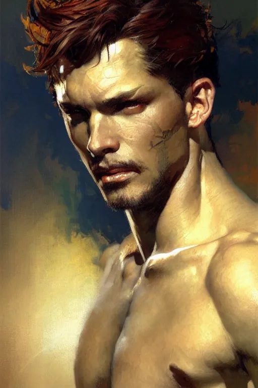 Image similar to attractive man, painting by gaston bussiere, craig mullins, j. c. leyendecker, yoji shinkawa, tom of finland