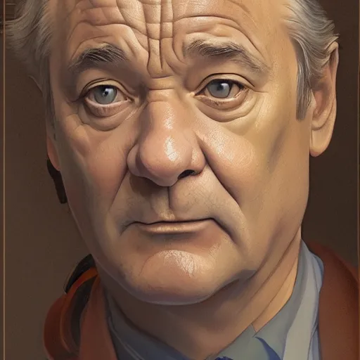 Image similar to bill murray, highly detailed vfx portrait, unreal engine, greg rutkowski, loish, rhads, caspar david friedrich, makoto shinkai and lois van baarle, ilya kuvshinov, rossdraws, elegent, tom bagshaw, alphonse mucha, global illumination, detailed and intricate environment.