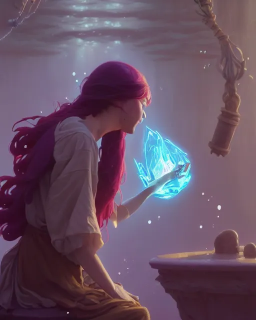 Prompt: highly detailed vfx portrait a mage casting a water spell, stephen bliss, unreal engine, greg rutkowski, loish, rhads, beeple, makoto shinkai and lois van baarle, ilya kuvshinov, rossdraws, tom bagshaw, alphonse mucha, global illumination, detailed and intricate environment