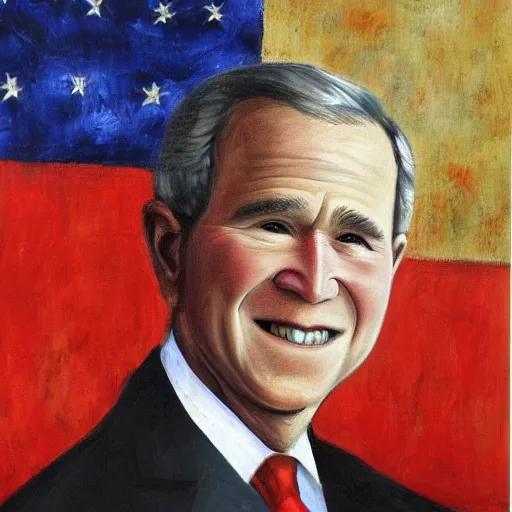 Prompt: an amazing masterpiece of art by george w bush