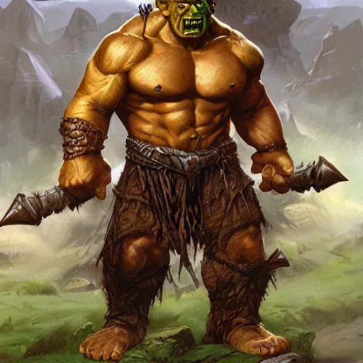 Prompt: An Orc, artwork by Alex Horley