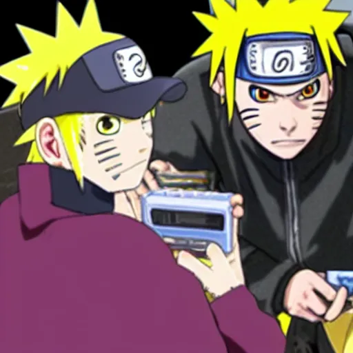 Prompt: Naruto playing Gameboy