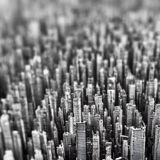 Image similar to an electron microscope image of a sprawling mega city, bokeh, high detail