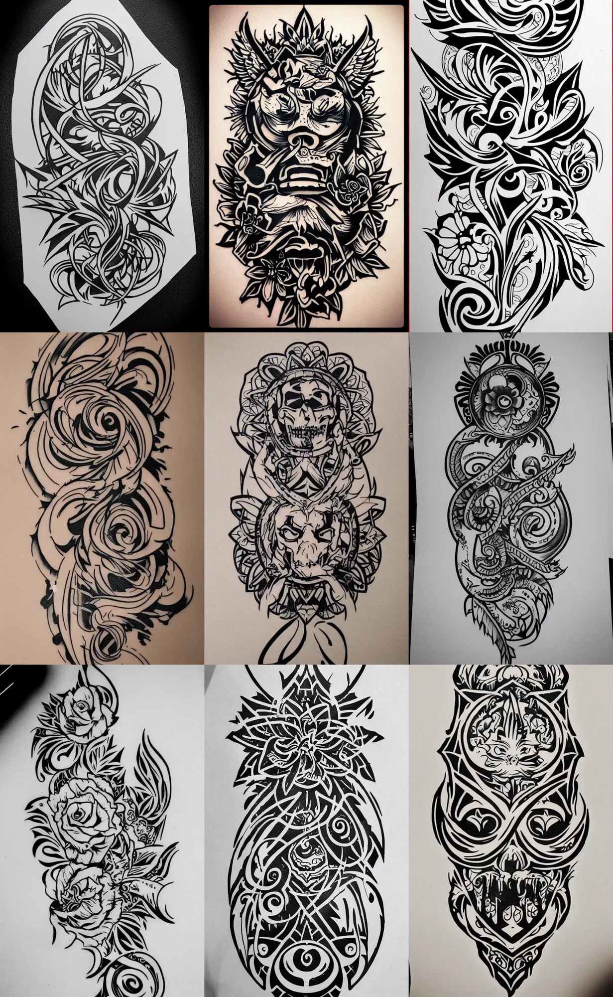 Tattoo design line art Royalty Free Vector Image
