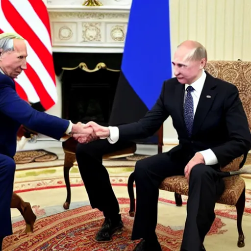 Image similar to biden and putin playing rock paper scissors, no one wins because both of them played scissors