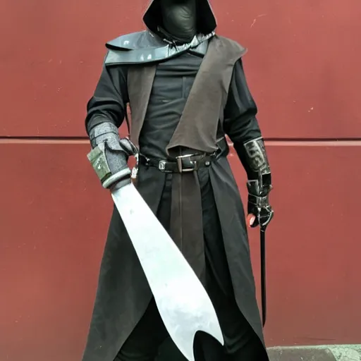 Image similar to photo of a futuristic plague doctor warrior