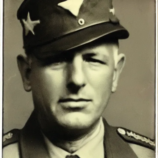 Image similar to Bernie sanders as a WW2 soldier, vintage photograph, restored photo