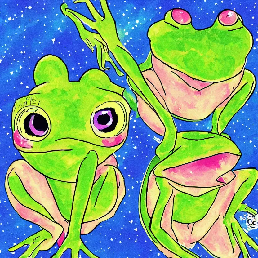 Image similar to sailor moon frog, illustration, painted,
