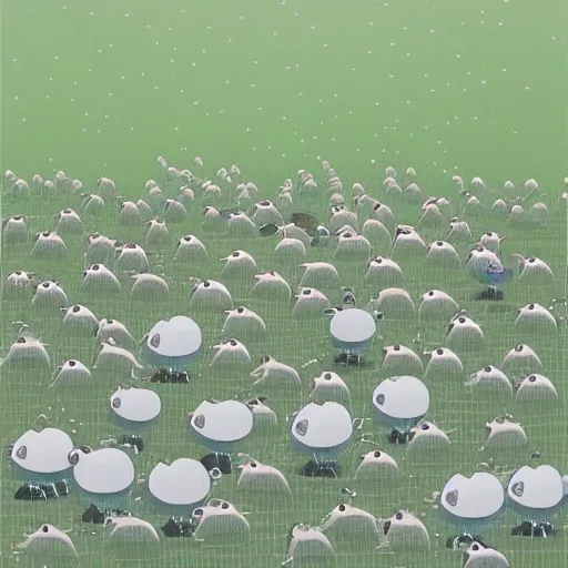 Prompt: 4 0 sad fat green ostriches by chiho aoshima