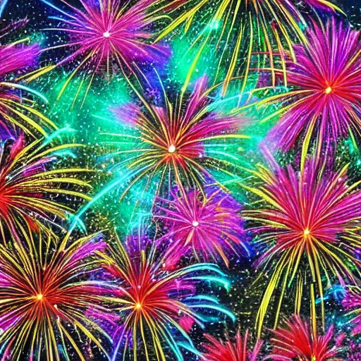 Prompt: glittering firework blossom