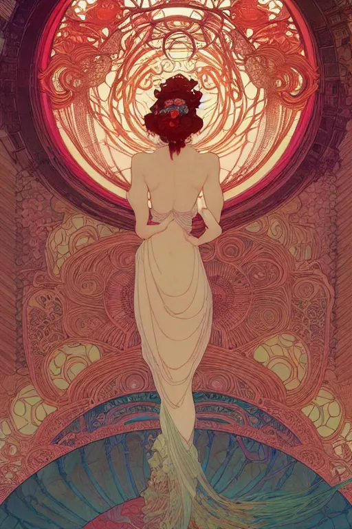 Image similar to a beautiful hyperdetailed character design 4 k wallpaper illustration of a huge reddish phoenix, victo ngai style, alfons mucha ， from china, style of studio ghibli, denoise, deblurring, artgerm, xision, james jean, ross tran, chinese style