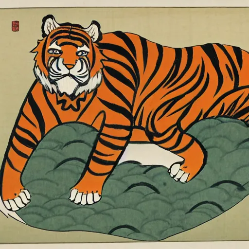 Image similar to tiger , ukiyo-e art