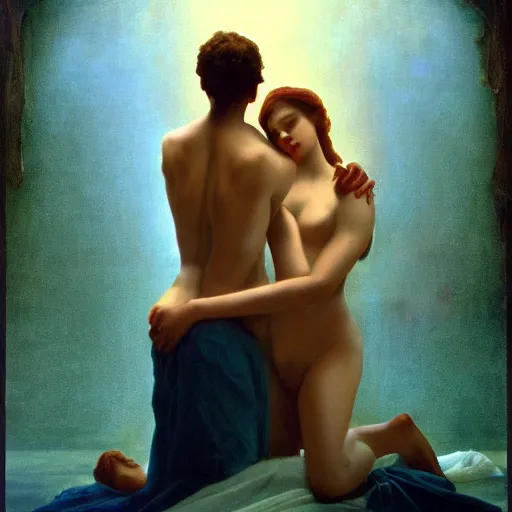 Image similar to beauty of the intimate touch, without Eros, renaissance painting, cinematic focus, art style by Drew Struzan, matte digital painting movie poster, 8k