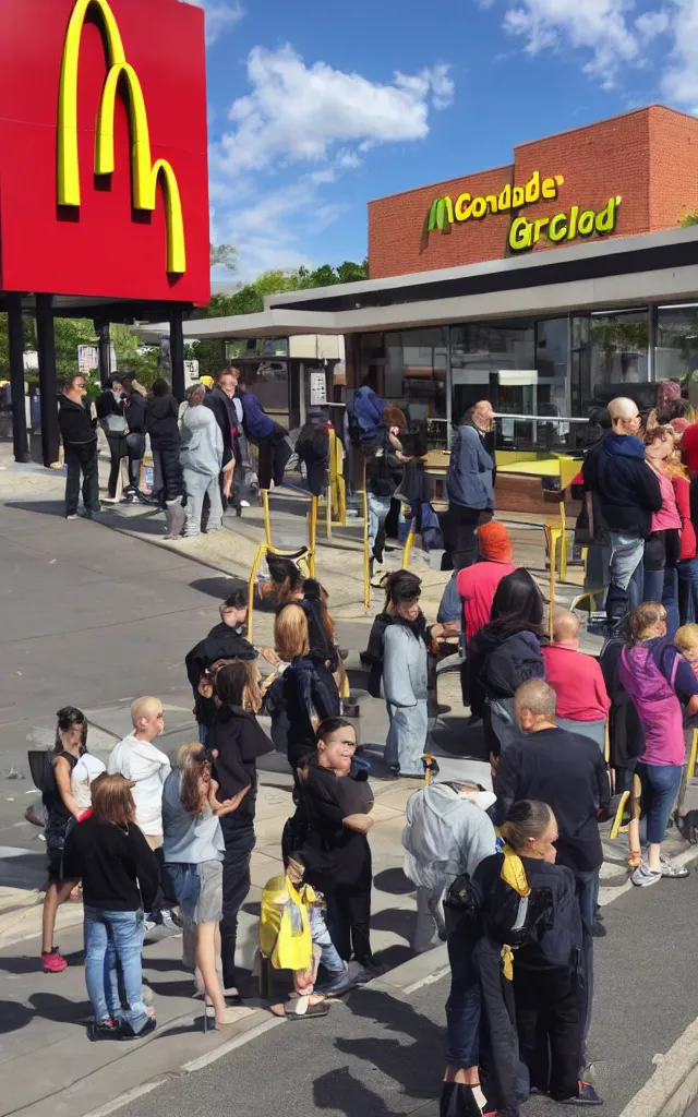 Image similar to gordon waiting in line at mcdonalds, high detailed sharp photo