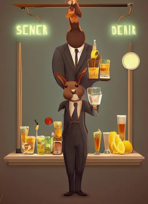 Prompt: squirrel anthro as a dapper bartender with a big, fluffy tail, retro futurism, art deco, detailed, painterly digital art by WLOP and Cory Loftis and Paul Gustav Fischer, 🐿🍸🍋, furaffinity, trending on artstation